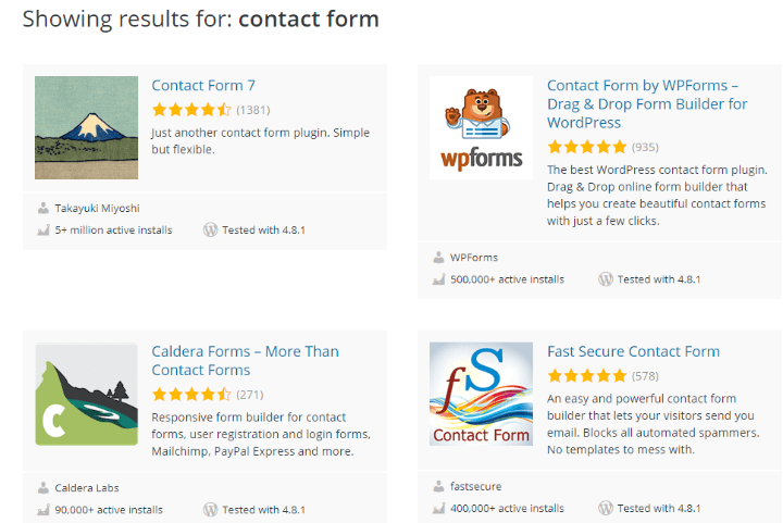 Which contact plugin to choose for a Wordpress site