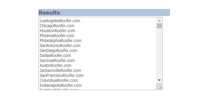 list of domain names